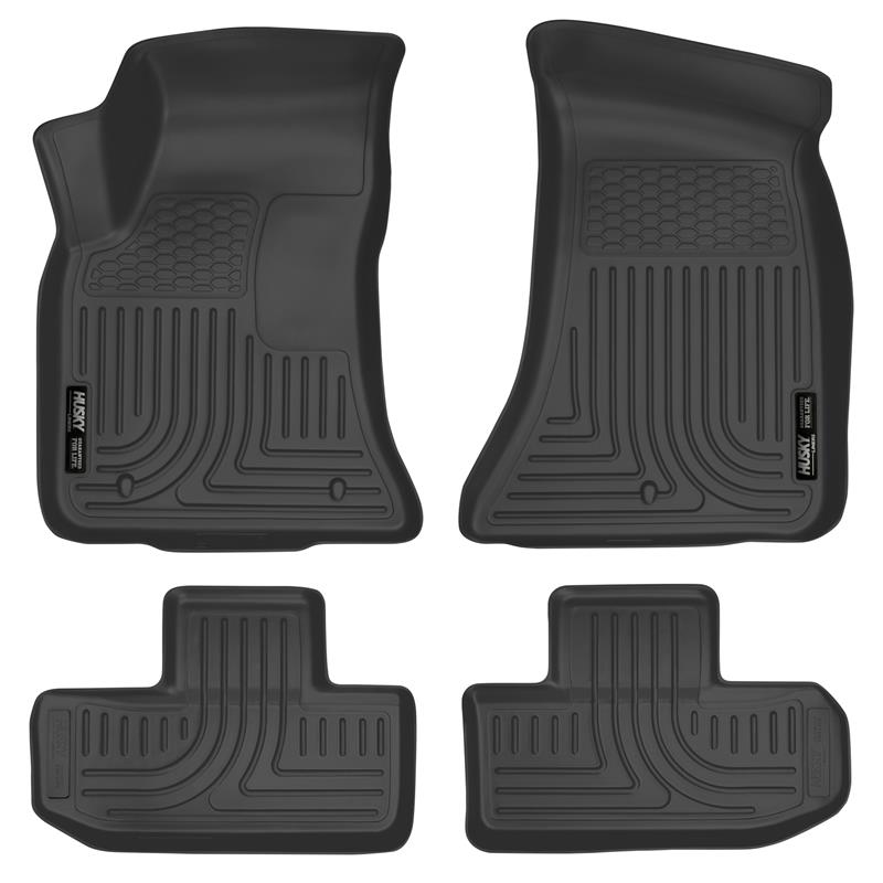 Dodge Challenger Floor Liners - Front + Second Row - Husky Liners - WeatherBeater - Black - `16-`22